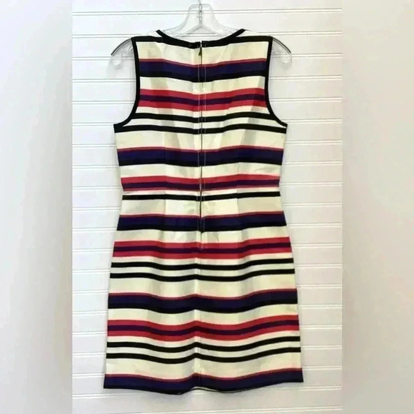 J Crew factory Red Cream and Blue Striped Sleeveless Mini Dress Size 6 - Picture 4 of 7